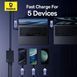 Мережевий зарядний пристрій Baseus Digital GaN Intelligent Desktop Fast Charger 240W Black, Чорний