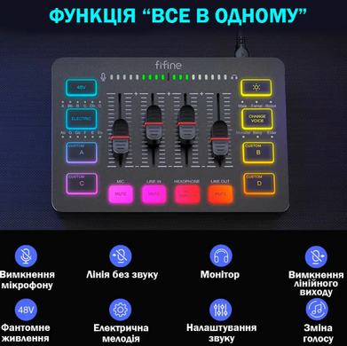 Мікшерний пульт Fifine SC3 Black, Білий