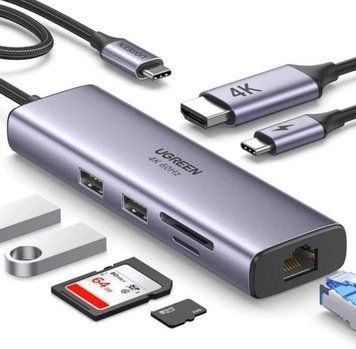 Мультипортовий адаптер UGREEN CM512 Gray (60515)