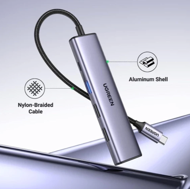 Мультипортовий адаптер UGREEN CM478 USB Type-C to HDMI Gray (15495)